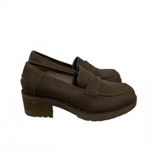 Lane Bryant Brown Chunky Block Heel Slip On Loafers Women's Size 12W